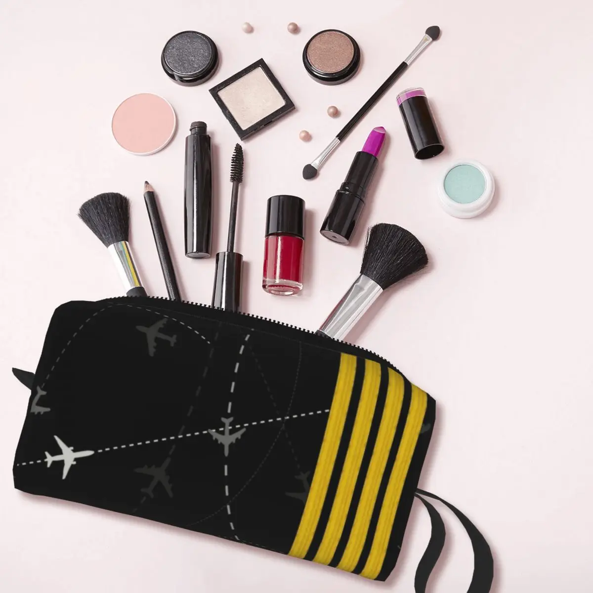 Airplane Flight Routes Stripes Toiletry Bag Aviation Aviator Pilot Makeup Cosmetic Organizer Lady Beauty Storage Dopp Kit Case