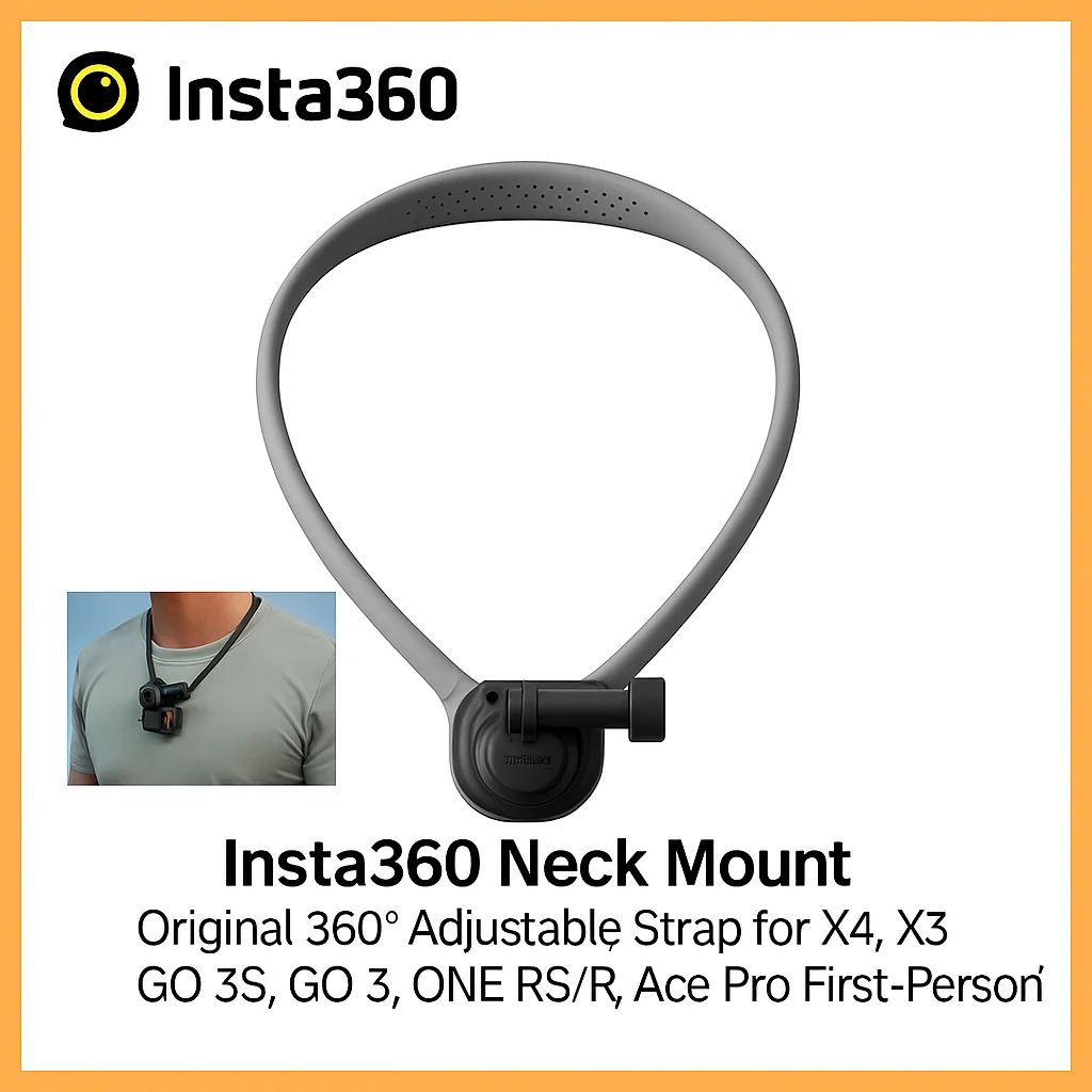 Neck Mount Strap for Insta360 - 360° Adjustable Hands-Free Holder, For X5/X4/X3/Ace Pro2/Ace, First-Person POV view 3