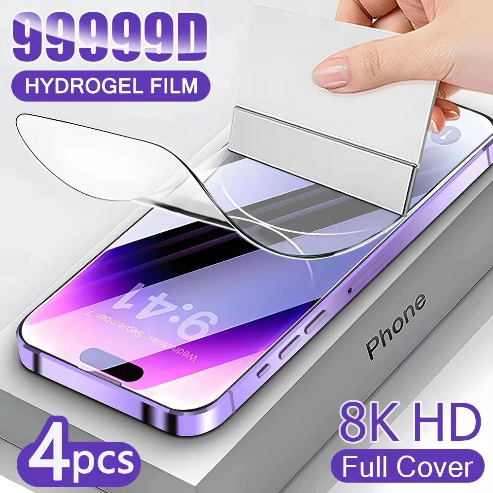 

4Pcs HD Full Cover Screen Protector for Poco X6 Pro Hydrogel Film Xiaomi Redmi Note 13 12 11 10 9 8 X5 M6 F6 Film Mi 13 12 Lite