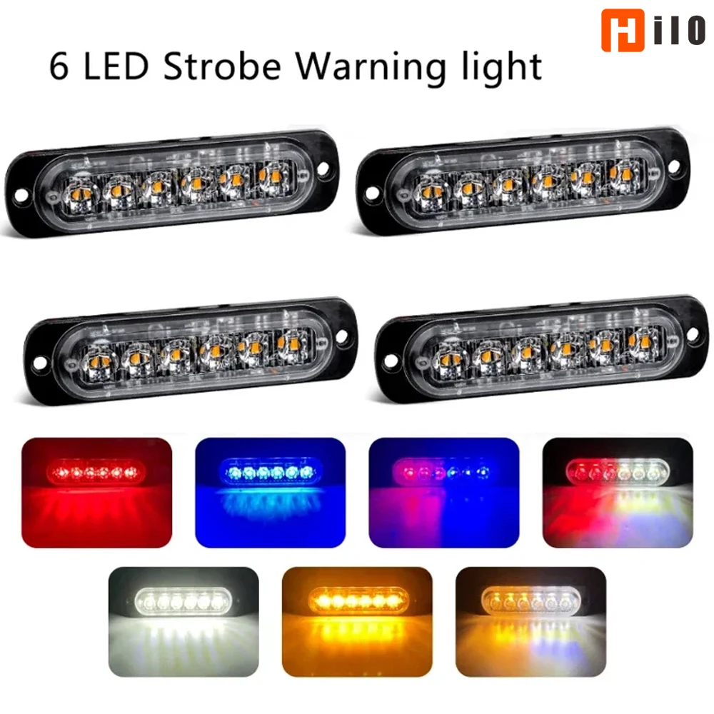 Led Strobe Light Grille Flashing Lights Car Emergency Light 6LED Warn Light Lights Police For Car TRUCK Strobe Led Light 12V 24V