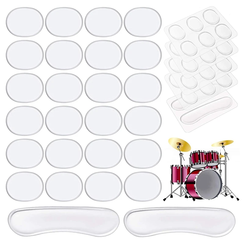 28Pcs Drum Dampeners Gel Pads Silicone Drum Silencers 3 Colors Drum Dampening Pads Drum Mute Pads For Drums Tone Control