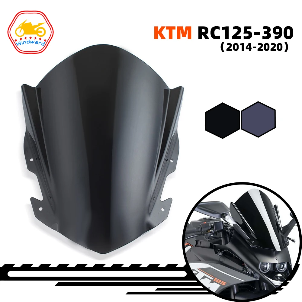 

Fits For RC125 RC250 RC390 14-21 2015 2016 2017 2018 2019 2020 Motorcycle Black Windshield Sports Windscreen Visor Double Bubble