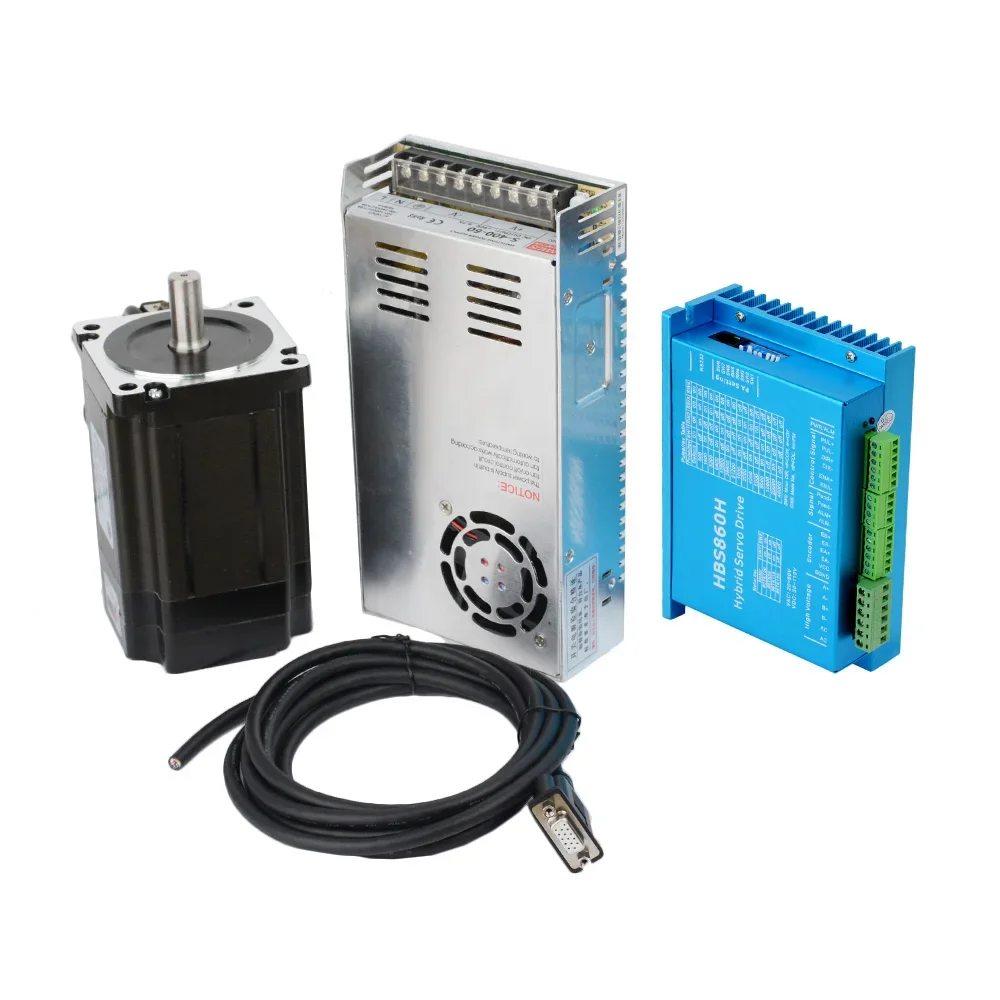 1 set 4 stks NEMA 34 gesloten lus stappenmotor met HBS860H drive (8-dial plastic omhulsel) met mach3