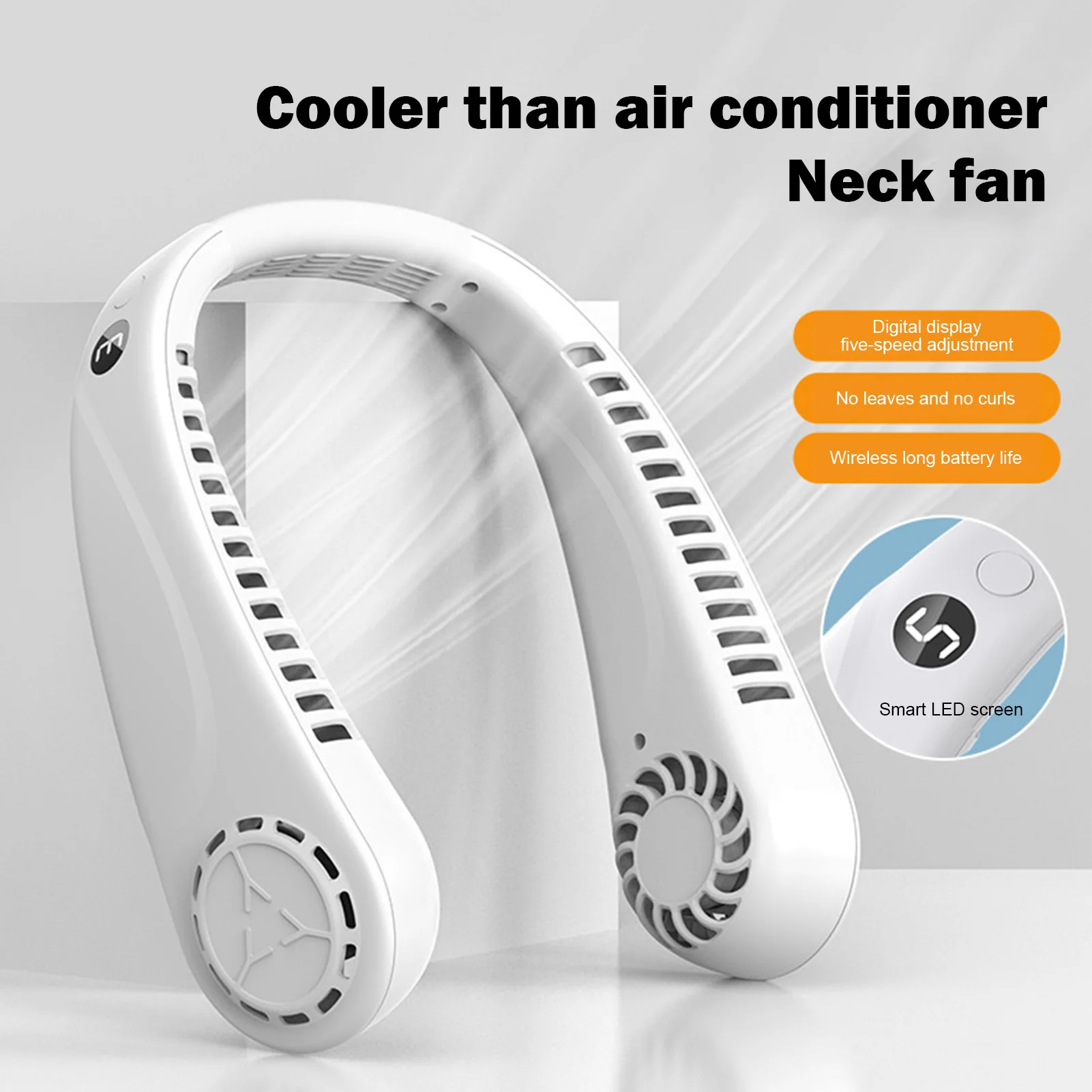 Handsfree Neck Fan Usb Oplaadbare Persoonlijke Hals Fan Cooling Opknoping Fan Hoofdtelefoon Ontwerp Hals Airconditioner Met 3 wind