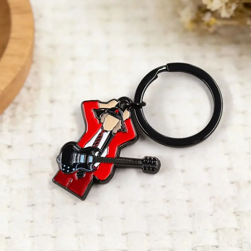 Thunderstruck Young Rock Minimalistic Music Keychain Rock Band keyring Accessories Fans Gift Pendant Peripheral Collection