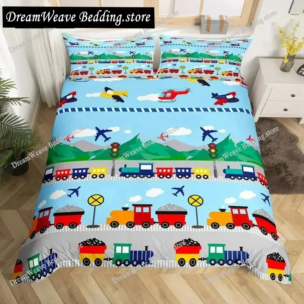 

3D Equipment Trucks Duvet Cover King Kids Boys Cartoon Car Excavator Tractor Bedding Set Construction Comforter Cover Set963