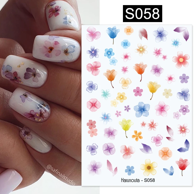 1PC Succulent Plants Flower 3D Nail Sticker Spring Floral Leaves Adhesive Transfer Decals Slider DIY Nail Art Decoration