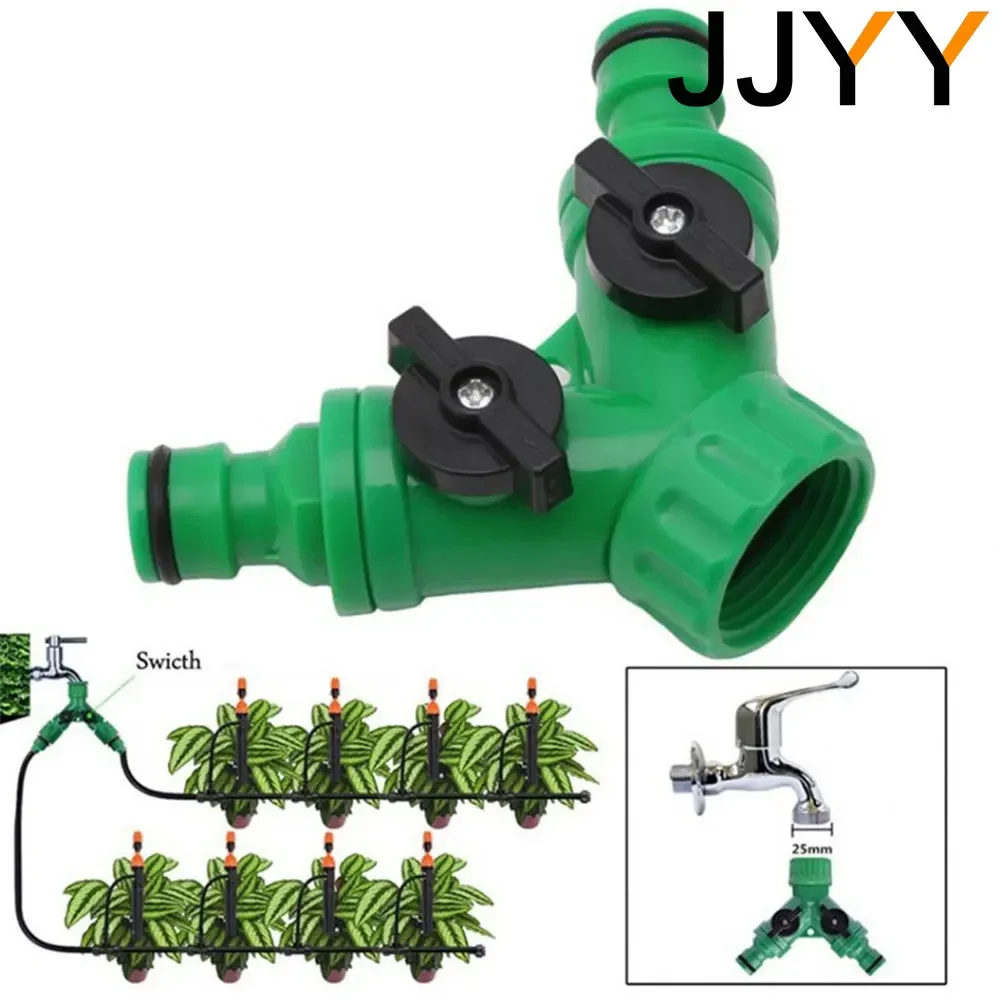 

JJYY 2 Way Lawn Irrigation Spray Heads Tube Splitter Y Adaptor Screw Hose Pipe Splitter Garden Hose Pipe Connector Tap Connector