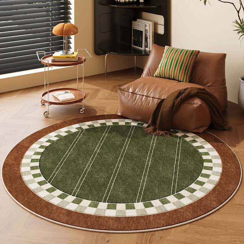 VIKAMA Retro Round Carpet, Dirt-Resistant and Easy to Clean, Living Room Mat, Bedroom Dressing Table Rug, Home Decoration