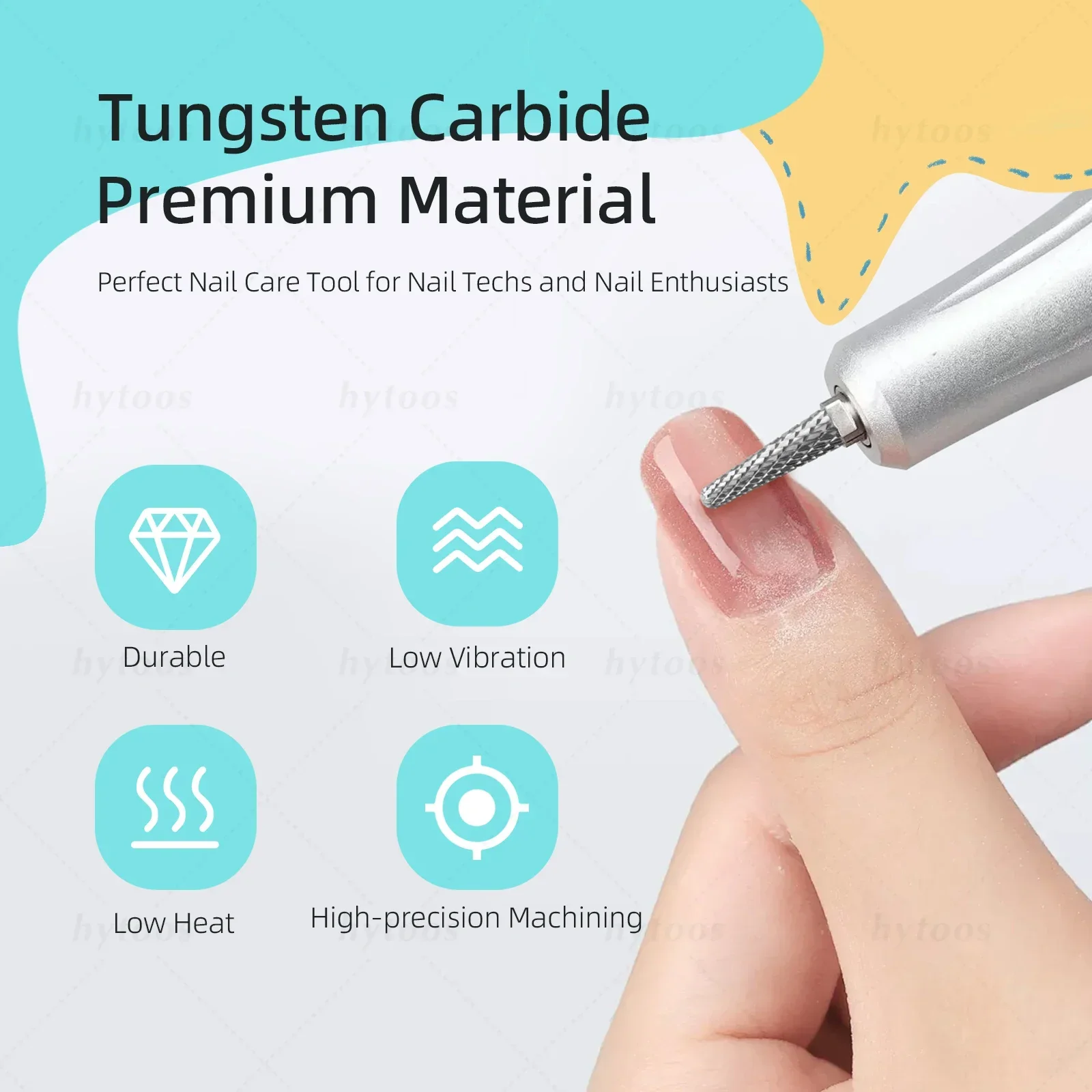 Hytoos-ネイルドリル,プロのキューティクルクリーニング,ソフトジェル除去ツール,電気ファイル,マニキュアアクセサリー