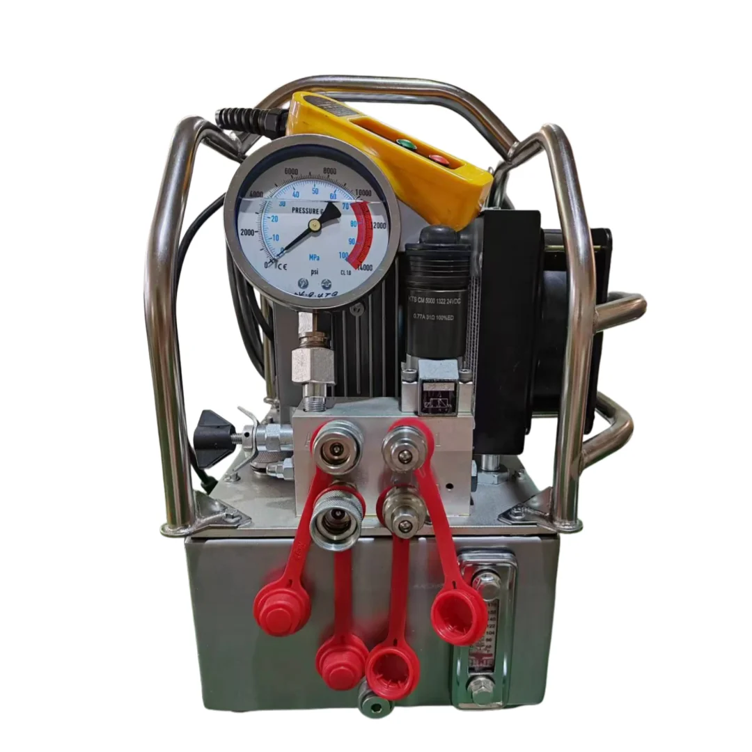 Wrench Pump Piston 1.1 KW High Pressure 70MPa Quick Coupling 7L PED304ER Double Acting 3-Stage Flow Portable Electric Hydraulic