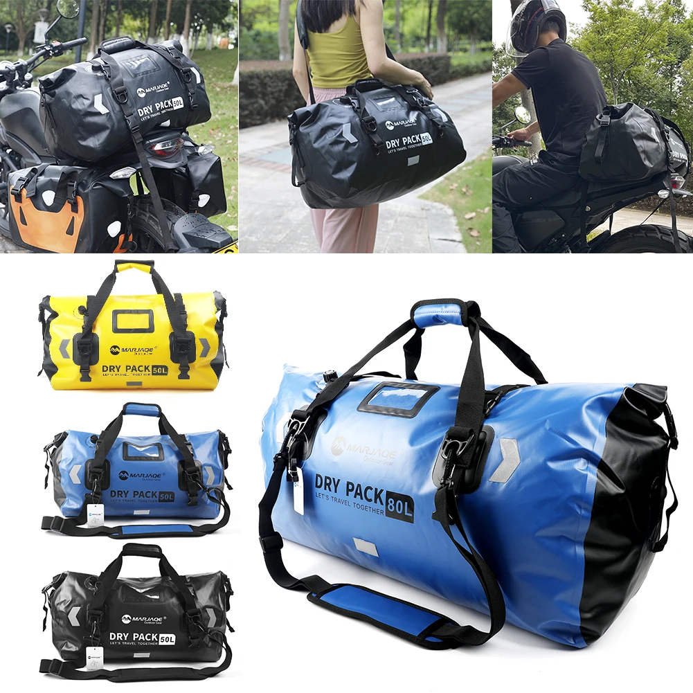 Motorcycle Dry Bag 50L/80L Roll Pack Bag Motorbike Luggage Backpack Waterproof Motorcycle Luggage Bag for Boating Riding Fishing