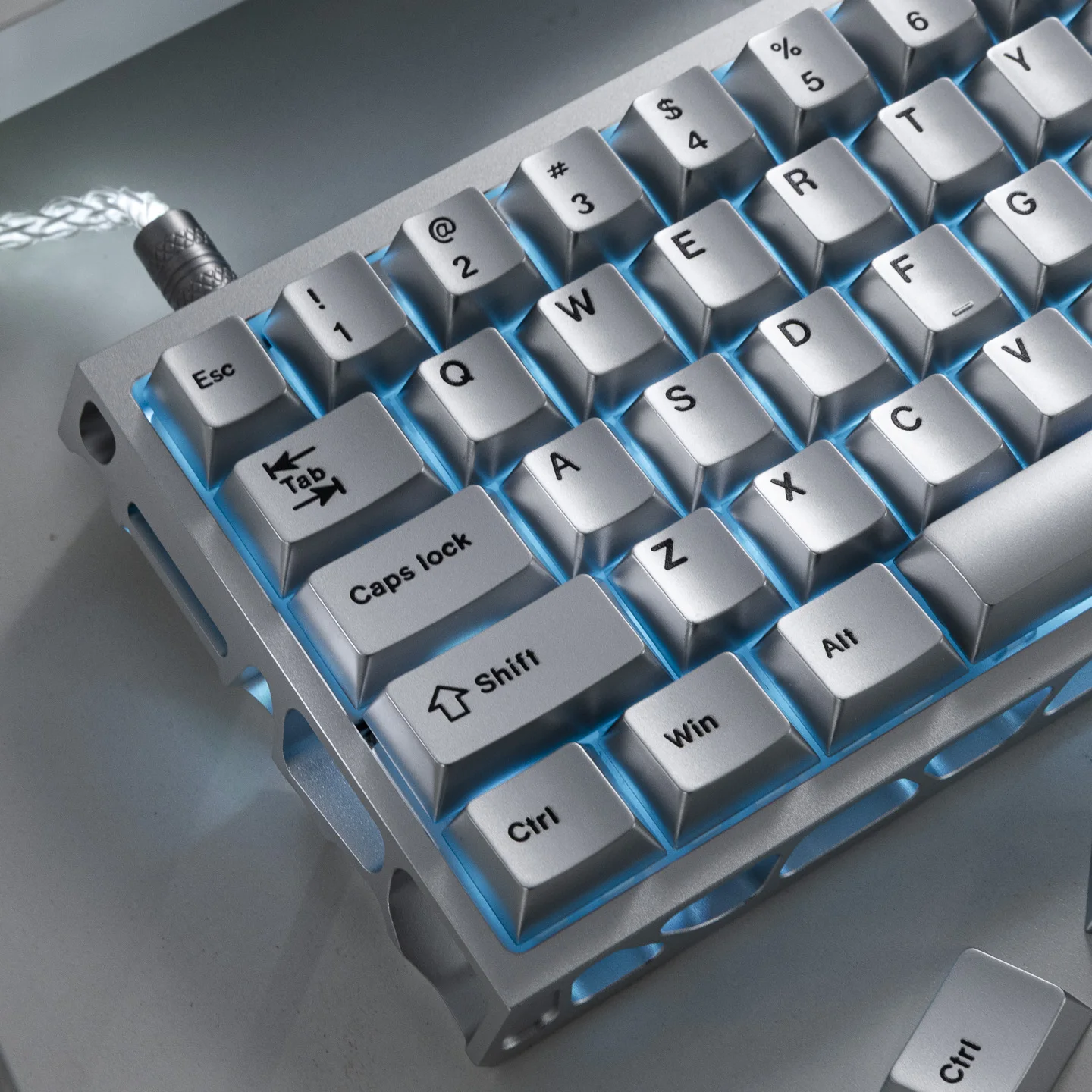 Metal Paint PBT Keyboard Keycaps,126 Keys UV Silver Color Cherry Profile Retro Custom Keycaps For MX Mechanical Keyboards