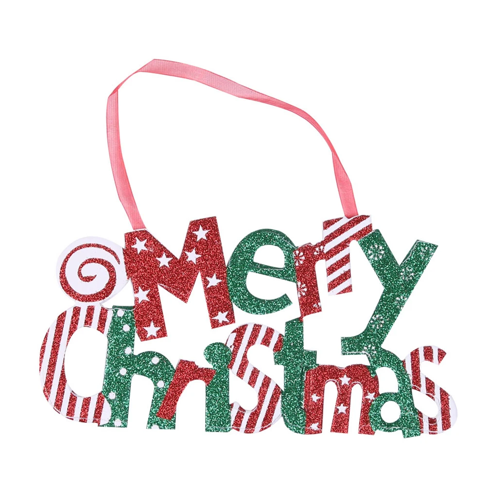 

4Pcs Christmas Plastic Hanging Sign Glitter Letter Design Bedroom Door Decoration Home Hanging Ornament Christmas Door Sign