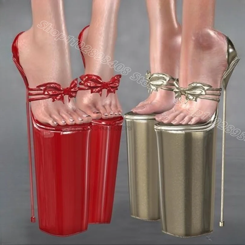 

Red Bowknot Decor Platform Sandals Open Toe Cover Heels Stiletto New Fashion Women Party Women Sandals 2025 Zapatos Para Mujere