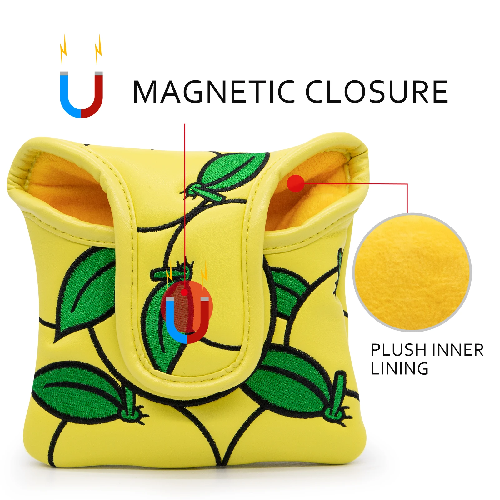 Golf Headcover Lemon Head Cover for Blade Putters Mallet Putter Golf Blade Putter Covers with Magnetic Magnet Closure Elegant