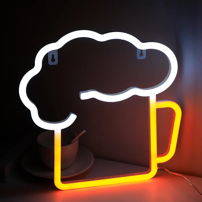 Beer LED neon lights, USB or battery powered boy bedroom, gaming room, wedding, bar, birthday, gift, summer camping decoration