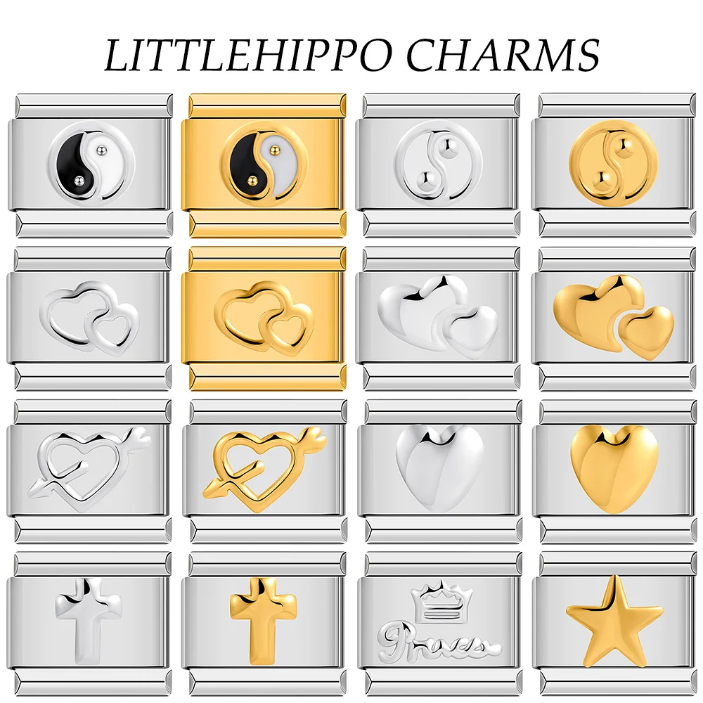 

Charms Heart Star Tai Chi Italian Links Bracelet for Women Wholesale 2025 New Charm Stainless Steel Bracelet Bangle DIY Jewelry