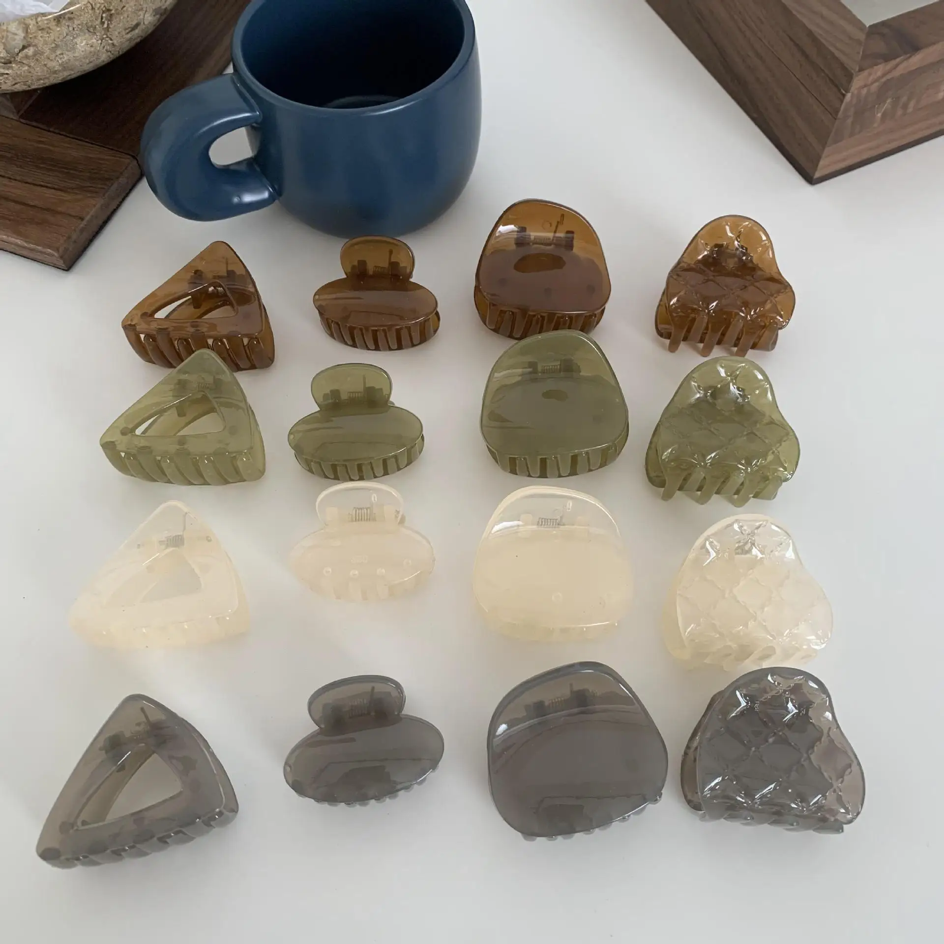 دبوس شعر صغير مجوف على الطراز القديم، مشبك على شكل معين بلون الكراميل، مشبك شعر الرياح للفتيات، مشبك سمك القرش للرأس الخلفي