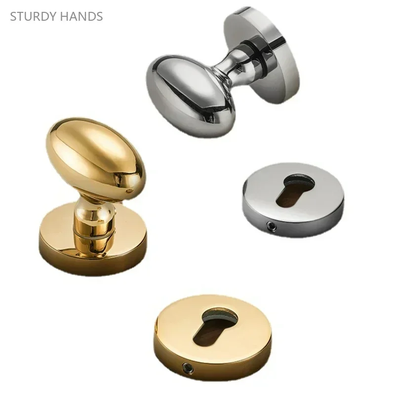 1 set of alloy indoor silent door locks light luxury and minimalist bedroom double door golden duck egg shaped handle lock set