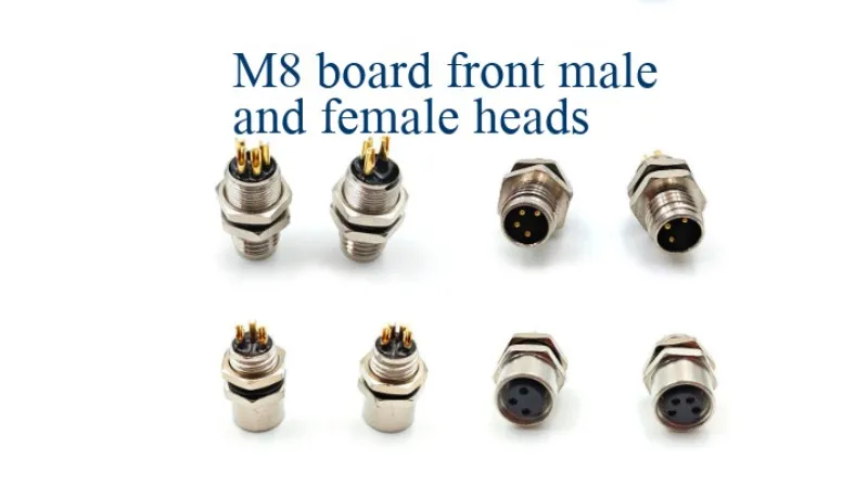 M8 Luftfahrtstecker, wasserdichter Steckverbinder, Flanschbasis, 3-adrig, 4-polig, Lötfreier Sensorstecker, gerade und gebogen, Metall – Detail 5