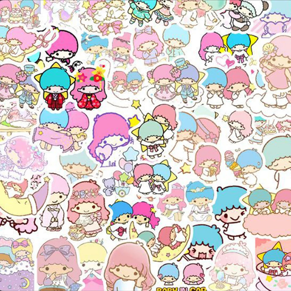 10/30/50pcs Cute Little Twin Stars Cartoon Stickers Kids Decal Toy Phone Diary Stationery Luggage Kawaii Sanrio Graffiti Sticker