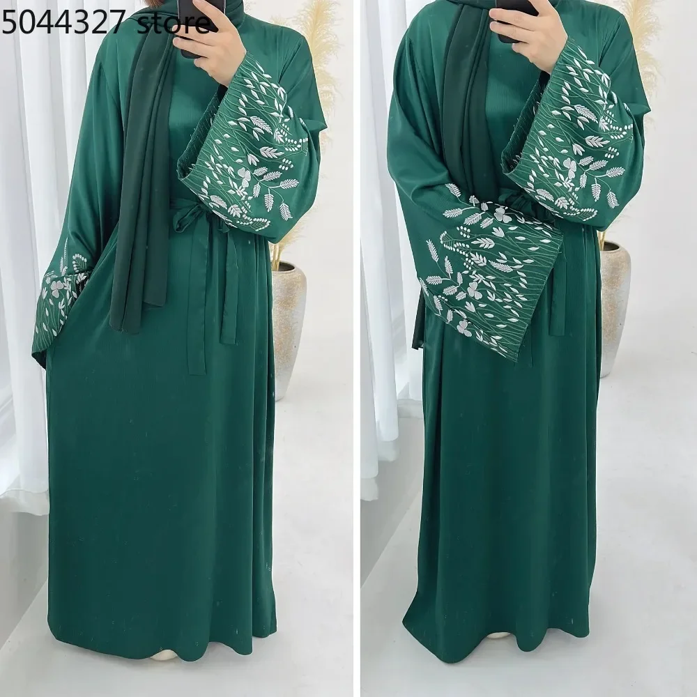 Closed Abaya Dubai Luxury Leaf Embroidery Muslim Evening Long Dress Abayas for Women Turkey Islamic Clothing Kaftan Hijab Robe