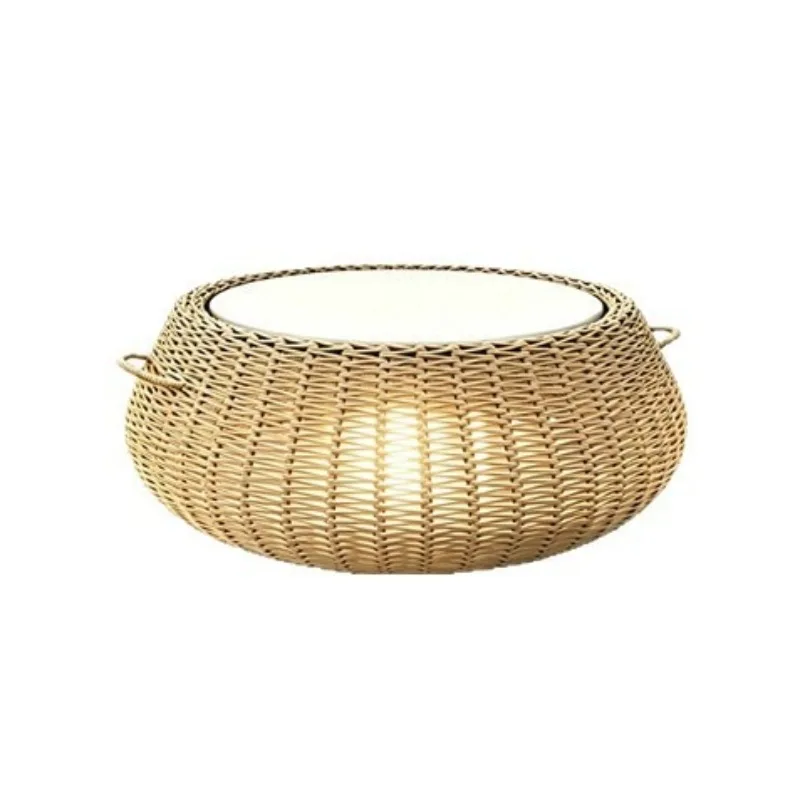 Outdoor waterproof solar villa courtyard garden terrace woven coffee table, lamp lawn lamp outdoor rattan table lamp