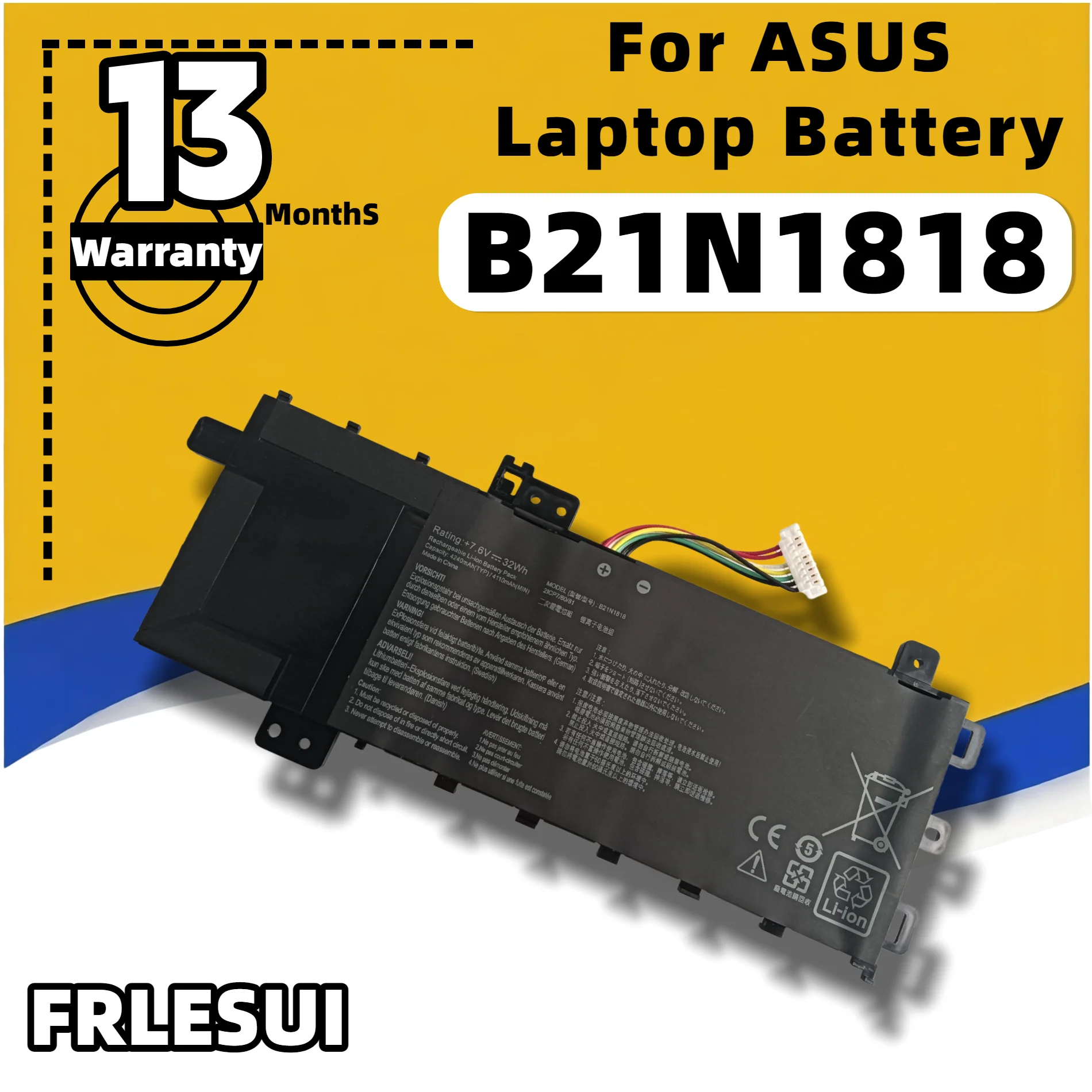 FRLESUI C21N1818 B21N1818 For ASUS ExpertBook P1 Series P1410CJA P1501DA P1501JA P1504FA P1504FB P1504UA P1510CDA Free 13 Months
