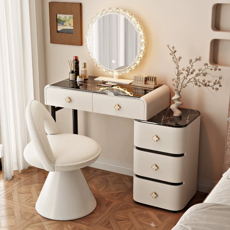 Square Extension Vanity Desk Led Mirror Organizers Wooden Luxury Dressing Table Bedroom Drawers Schminktisch Home Furniture