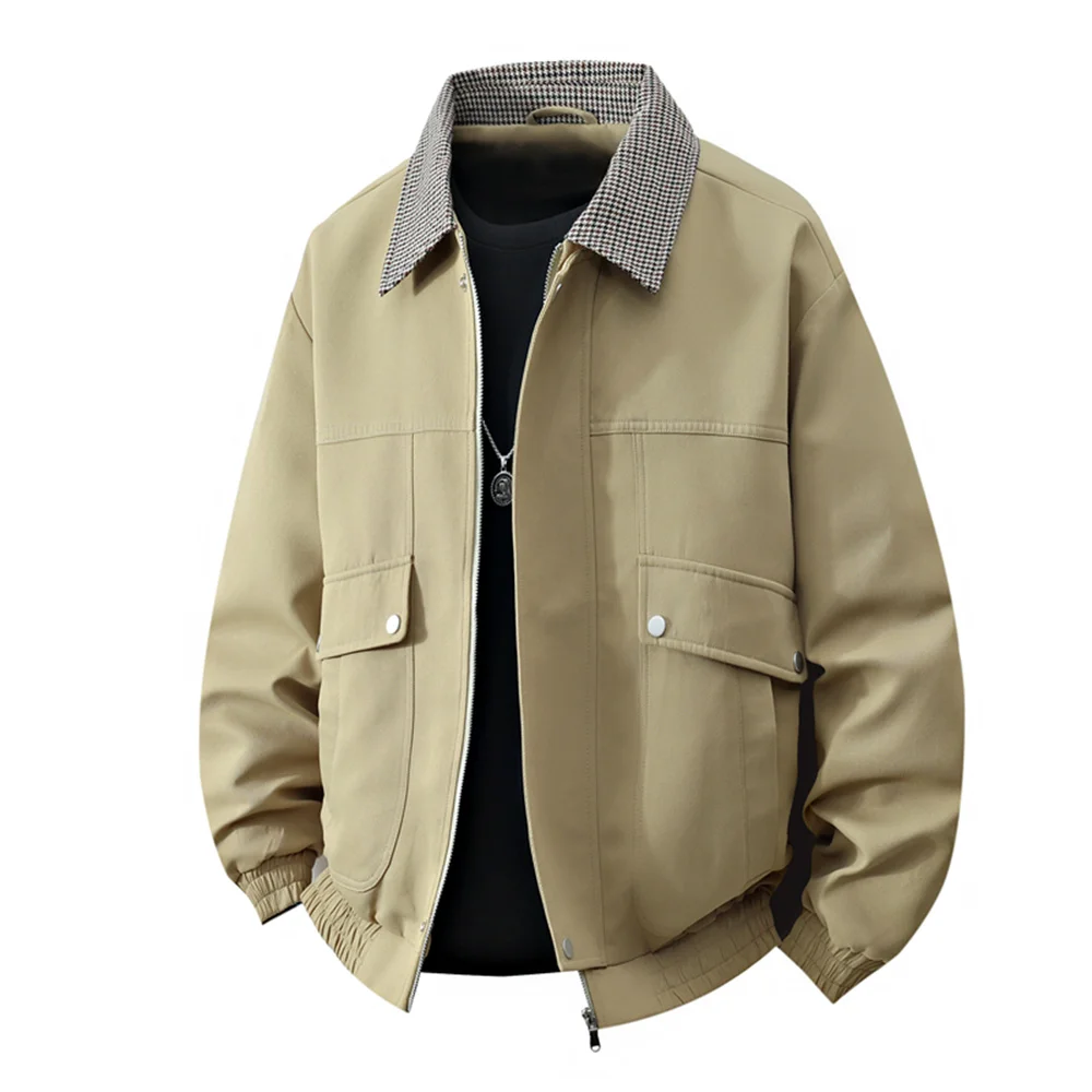 

Business Casual Plaid Lapel Coat Men American Autumn Lightweight Luxurious Men's Jacket High-quality Retro Style Warm Coats Men