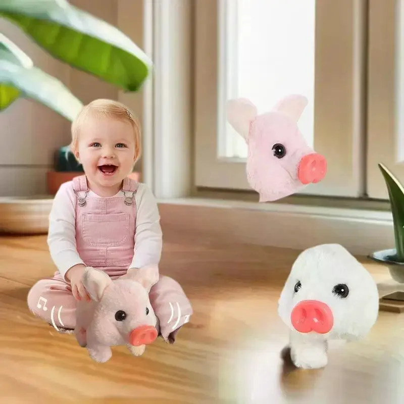 لعبة خنازير كهربائية مقلدة من القطيفة الواقعية يمكن المشي على النباح ألعاب الحيوانات الأليفة الإلكترونية هدايا لطيفة للأطفال #4