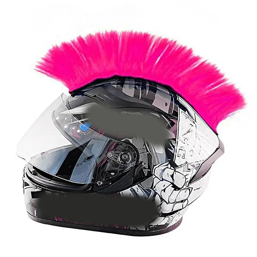 Helmet Wig Vibrant Color Helmet Decor Wig Detachable High Temperature Silk Bright Color Helmet Mohawk Cycling Riding Supplies
