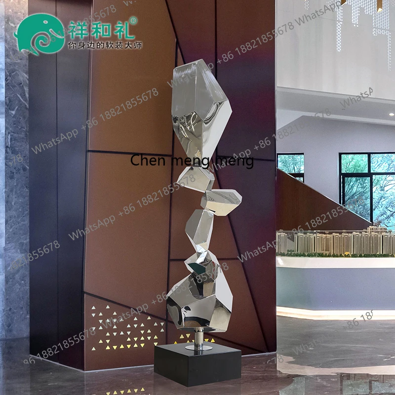 

Large-scale ornaments Hotel lobby, lucky geometric stone sculpture Commercial art