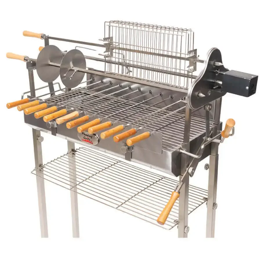 FAMILY PARTY BBQ CHARCOAL SPIT CYPRUS GRILL OUTDOOR STAINLESS STEEL AUTOMATIC BBQ GRILL - DELUXE