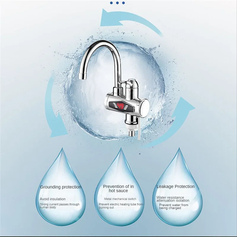 

AB08-1 шт., электрический мгновенный водонагреватель, кухонный водонагреватель, проточный водонагреватель, серебристая вилка европейского стандарта
