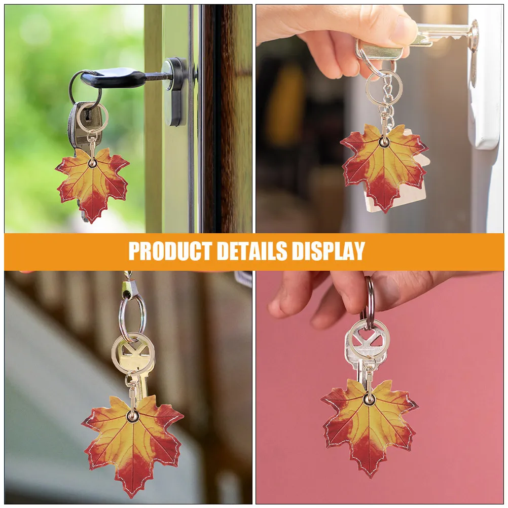 2Pcs Cute Parrot Leaf Keychain Design PU Key Cover Access Card Protector Stylish Bag Pendant Charm