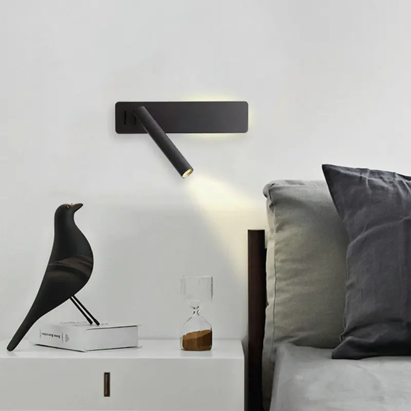 New Wall Lamp Bedside Reading Lamp Nordic Modern night lights Creative headboard for Hotel Engineering Bedroom 3W Spot Led Light