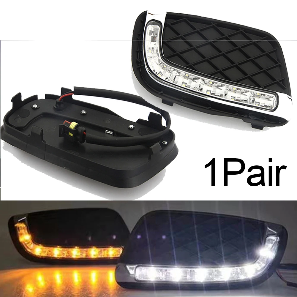 

White Yellow Car LED Fog lamps Daytime Running light For Mercedes Benz Smart fortwo 2008 2009 2010 2011 Auto LED DRL Daylight