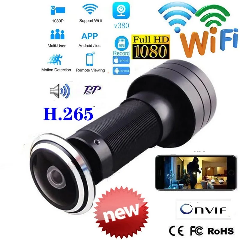 New Door Eye Hole Security 1080P HD 1.7mm Lens Wide Angle FishEye CCTV Network Mini Peephole Door WifI Camera P2P ONVIF