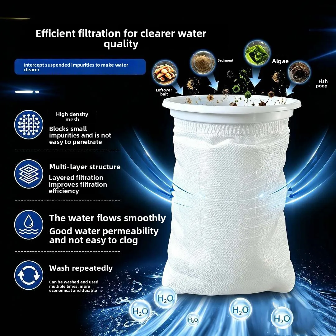 3‑Pack Encrypted Thickened Nano Fish Tank Filter Socks, Filter Cotton Bracket Mesh Bag for Saltwater Aquarium Purification view 3