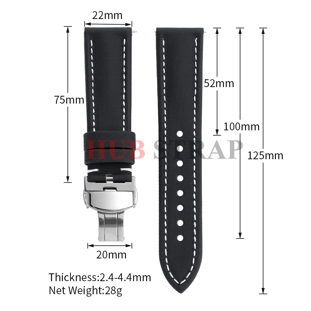 18/19/20/21/22mm Quick Release Sailcloth Watch Strap Butterfly Buckle for Omega for Seiko Business Waterproof MenWomen Watchband view 6