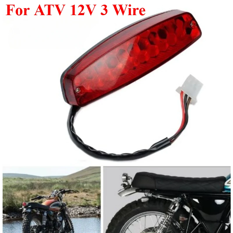 

For ATV 12V 3 Wire Brake Stop Light License Taillight Red for ATV Off Road Motorcycle Signal Lamp Accessories Car Lights