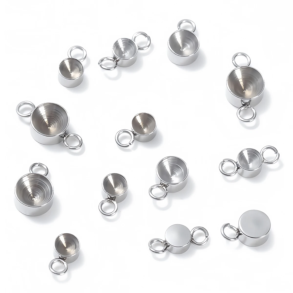 10-20PCS Stainless Steel Crystal Cabochon Setting Pendant Base Round Point Back Stones Rhinestone Bezel Blank for Jewelry Making image 5