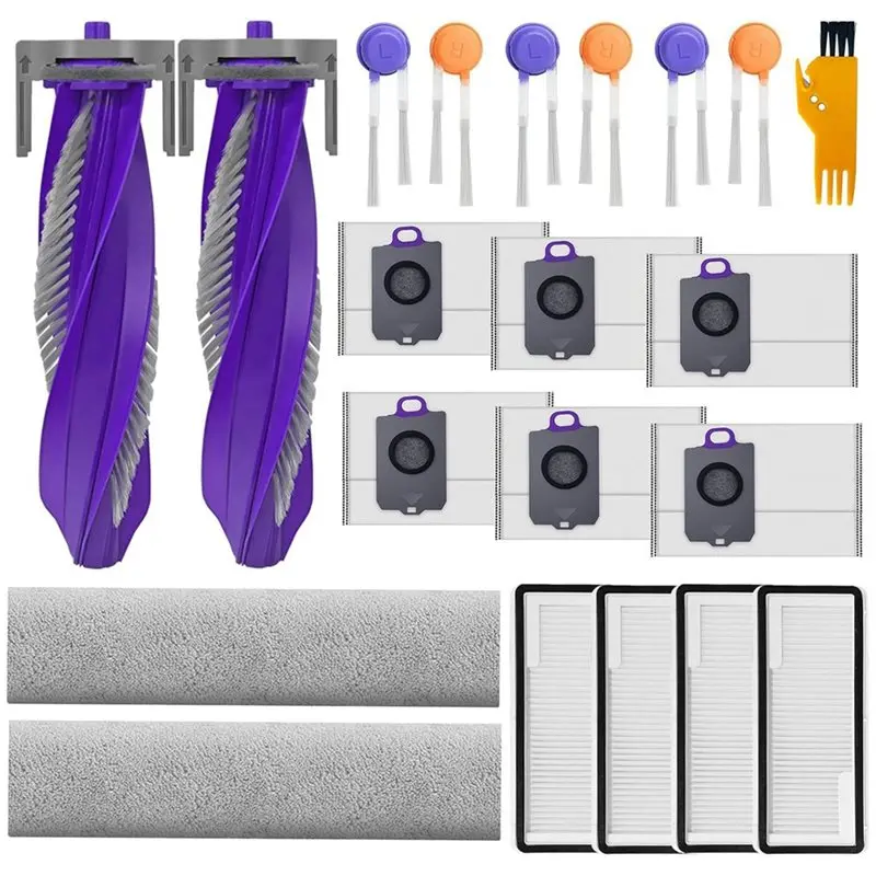 

A84G-For Narwal Flow 21PCS Replacement Parts For Vacuum Cleaner Accessories Roller Side Brush Track Mop Cloth Filters Dust Bag