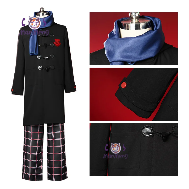 Game Persona 5 Amamiya Ren cosplay P5 kostuum winter warme knappe jas sjaal broek set party Carnaval mannen vrouwen mode uniform