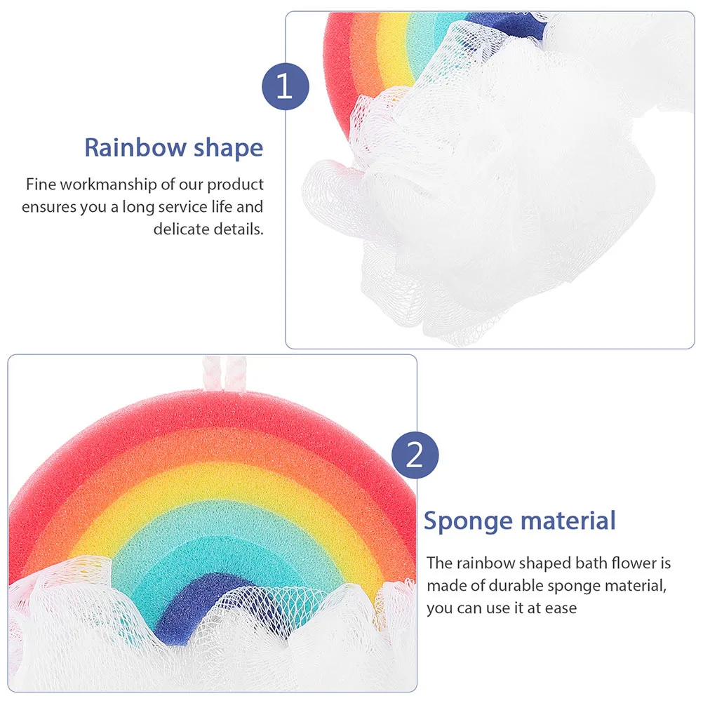 

Радужная губка для скруббера для ванны, безопасная, нежная для времени ванны, бытовая детская губка, портативная очаровательная поставка скруббера