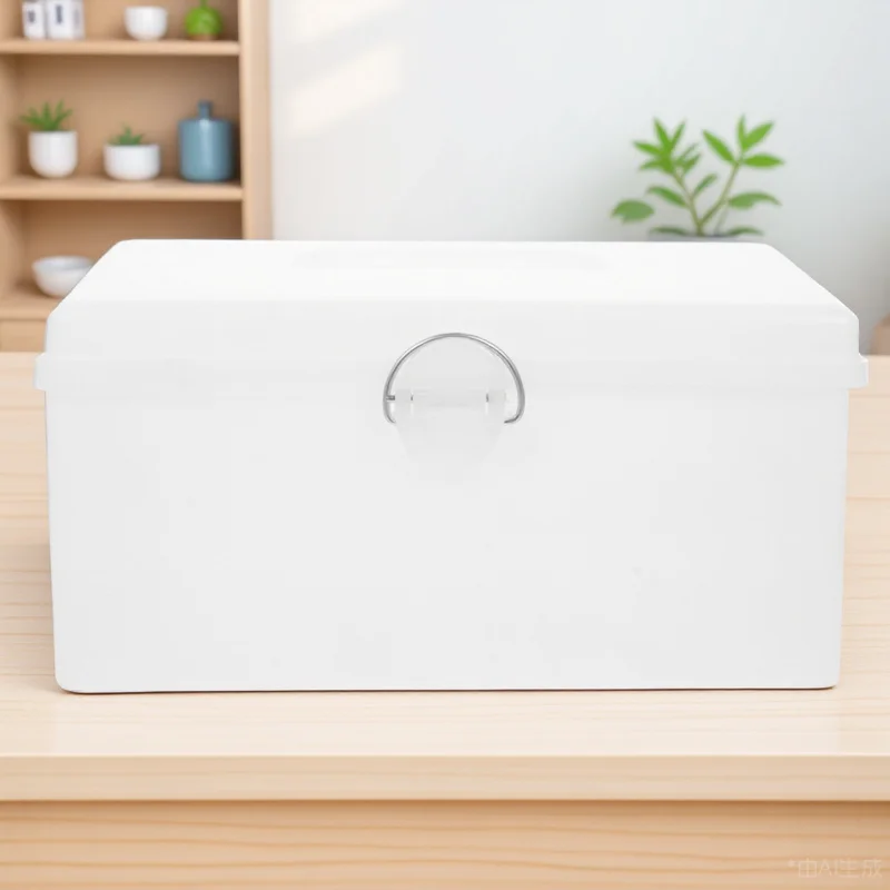 1 قطعة صندوق تخزين جونغ سعة كبيرة حامل تخزين بلاستيكي قفل متين مقاوم للغبار والرطوبة داخلي متعدد الوظائف