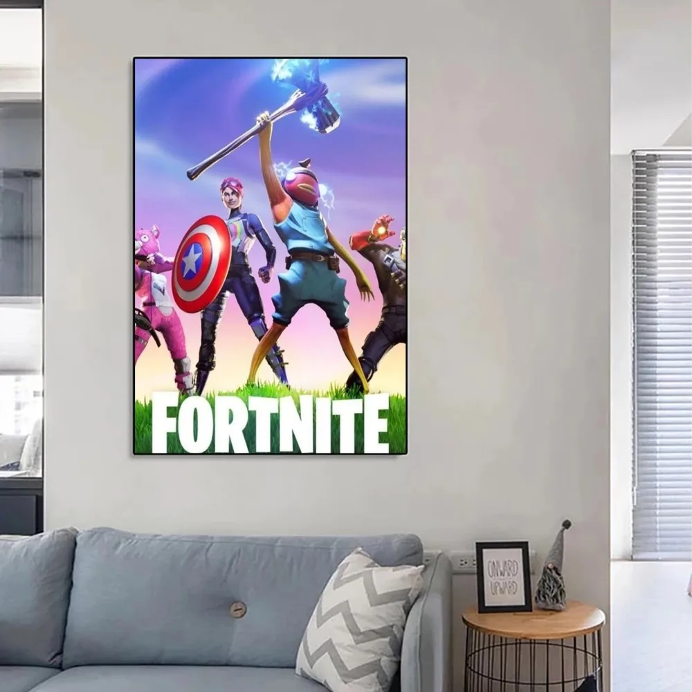 Hot-F-Fortnites-Game Poster No Framed Poster Kraft Club Bar Paper Vintage Poster Wall Art Painting Bedroom Study Stickers