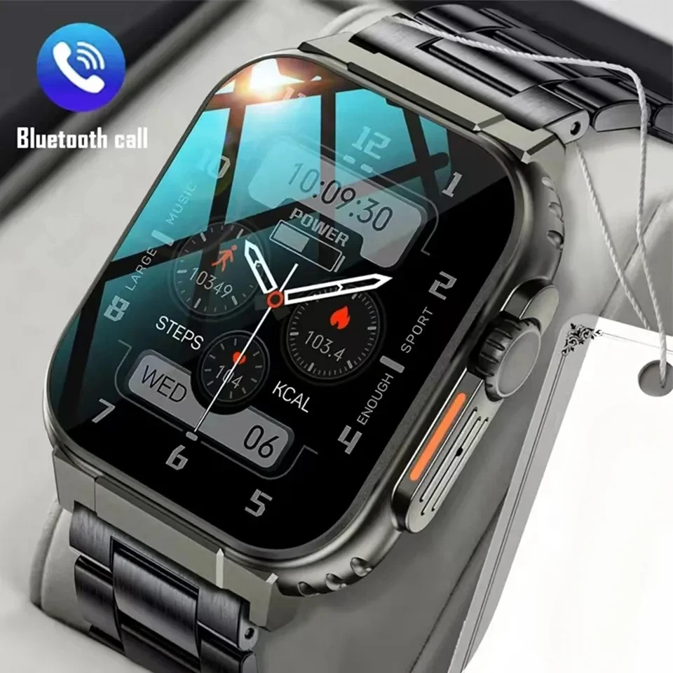 2025 New Military-Crafted AMOLED HD Smart Watch - Bluetooth Call, 600mAh Battery, 100+ Sports Fitness Tracking, Waterproof